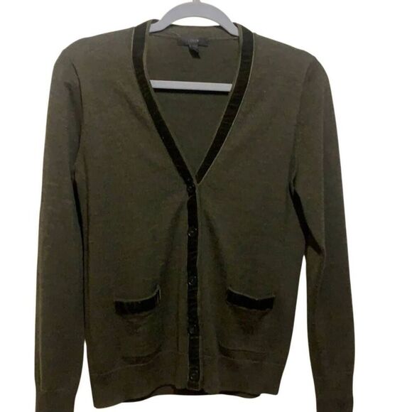 J. Crew Harlow Cardigan with Velvet Trim - Picture 3 of 6